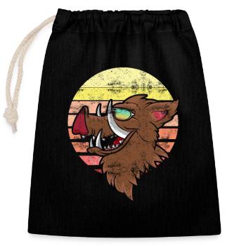 Wild boar hunting forester wild boar hunting trophy wild - Closable cotton gift bag (25x30cm) - black - Front