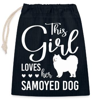 This Girl Loves Her Samoyed Dog - Verschließbarer Geschenkbeutel aus Baumwolle (25x30cm) - Navy - Vorne