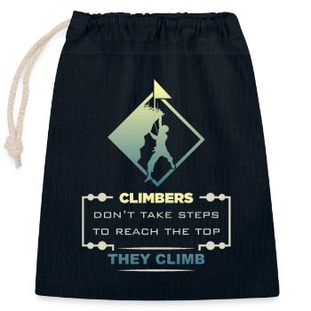 Bouldern - Verschließbarer Geschenkbeutel aus Baumwolle (25x30cm) - Navy - Vorne