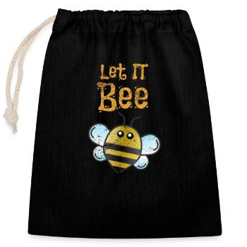 Let It Bee - Verschließbarer Geschenkbeutel aus Baumwolle (25x30cm) - Schwarz - Vorne