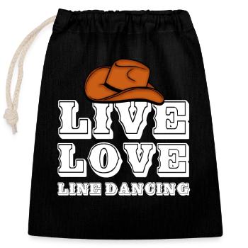 Linedance, Line dancing Musik - Verschließbarer Geschenkbeutel aus Baumwolle (25x30cm) - Schwarz - Vorne