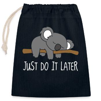 Koala just do it later print design - Verschließbarer Geschenkbeutel aus Baumwolle (25x30cm) - Navy - Vorne