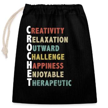 Crochet, crochet gift - Closable cotton gift bag (25x30cm) - black - Front