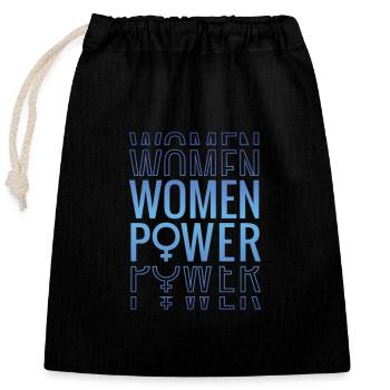 Puissance féminine avec symbole féminin Conception électrique des femmes - Sac cadeau en coton avec cordon (25 x 30 cm) - noir - Devant