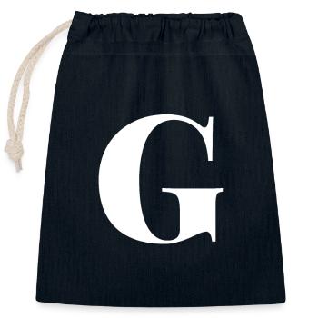 Lettre G - Sac cadeau en coton avec cordon (25 x 30 cm) - bleu marine - Devant