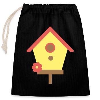 bird house - Closable cotton gift bag (25x30cm) - black - Front