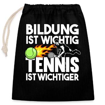 Tennis Tennisspieler Tennisschläger Trainer - Verschließbarer Geschenkbeutel aus Baumwolle (25x30cm) - Schwarz - Vorne