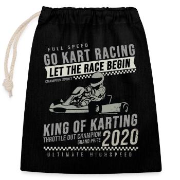 Go Kart - Verschließbarer Geschenkbeutel aus Baumwolle (25x30cm) - Schwarz - Vorne