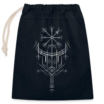 Vegvisir Runes Compass - Vikings Celtes germaniques - Sac cadeau en coton avec cordon (25 x 30 cm) - bleu marine - Devant