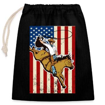 équitation Western - Sac cadeau en coton avec cordon (25 x 30 cm) - noir - Devant