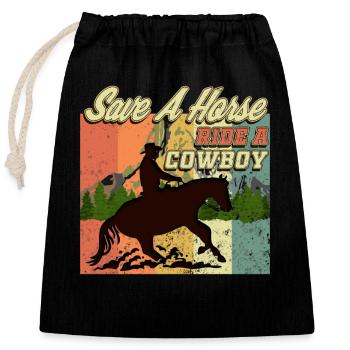 équitation Western - Sac cadeau en coton avec cordon (25 x 30 cm) - noir - Devant