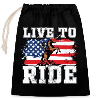 équitation Western - Sac cadeau en coton avec cordon (25 x 30 cm) - noir - Devant