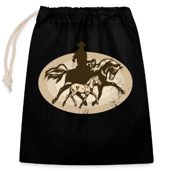 équitation Western - Sac cadeau en coton avec cordon (25 x 30 cm) - noir - Devant