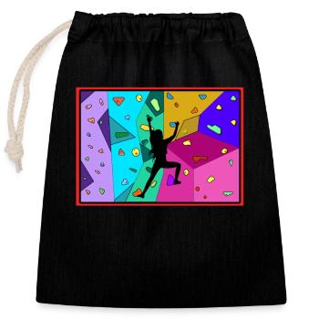 Sportklettern, Bouldern - Verschließbarer Geschenkbeutel aus Baumwolle (25x30cm) - Schwarz - Vorne