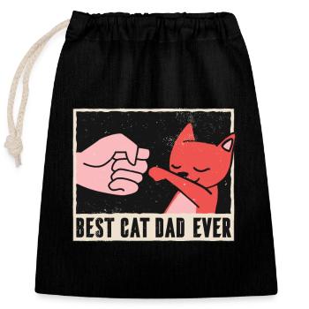 Best cat dad ever bump fists cat - Closable cotton gift bag (25x30cm) - black - Front