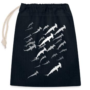 Hammerhaie Schwarm Taucher Design - Verschließbarer Geschenkbeutel aus Baumwolle (25x30cm) - Navy - Vorne