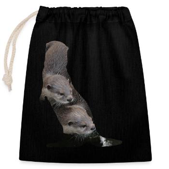 Loutre loutre loutre loutre loutre loutre - Sac cadeau en coton avec cordon (25 x 30 cm) - noir - Devant