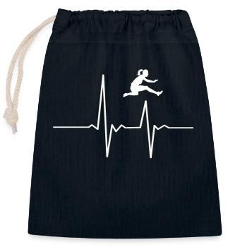 Leichtathletik Hürdenläufer Herzschlag - Verschließbarer Geschenkbeutel aus Baumwolle (25x30cm) - Navy - Vorne
