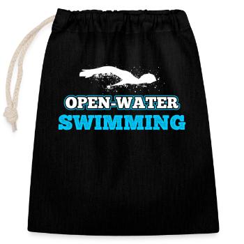 Nager en eau libre - Sac cadeau en coton avec cordon (25 x 30 cm) - noir - Devant