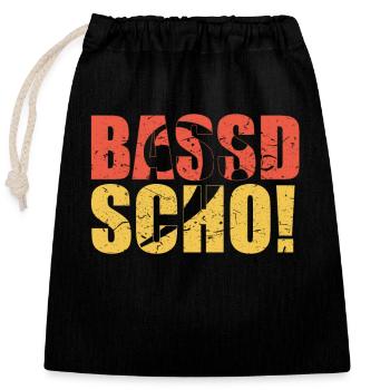 Bassist Geschenk BASSD SCHO Bassisten Geschenkidee - Verschließbarer Geschenkbeutel aus Baumwolle (25x30cm) - Schwarz - Vorne