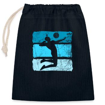 Vintage volleyball volleyball player - Closable cotton gift bag (25x30cm) - navy - Front
