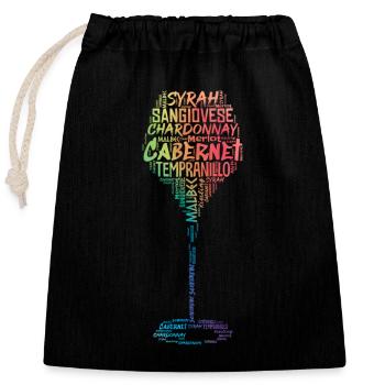 Vignes cépages - Sac cadeau en coton avec cordon (25 x 30 cm) - noir - Devant