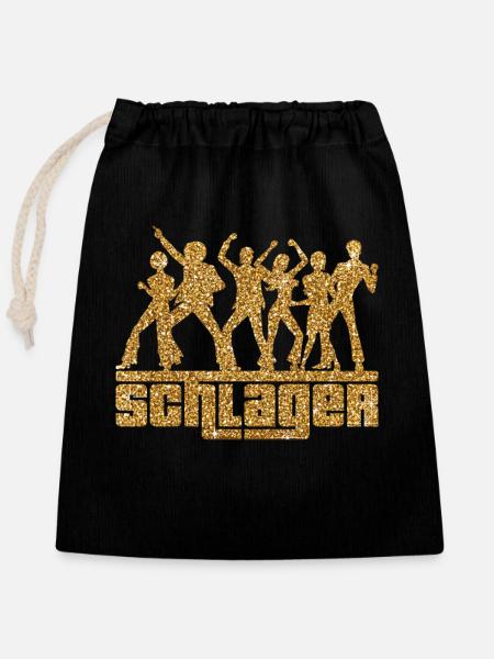 Schlager - Verschließbarer Geschenkbeutel aus Baumwolle (25x30cm) - Schwarz
