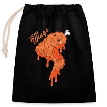 Chicken wings - Closable cotton gift bag (25x30cm) - black - Front