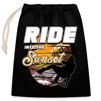 Kitesurfing, kiteboarding - Closable cotton gift bag (25x30cm) - black - Front