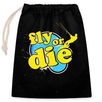 Kitesurfing, kiteboarding - Closable cotton gift bag (25x30cm) - black - Front