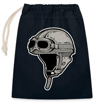 Motorcycle helmet moped - Closable cotton gift bag (25x30cm) - navy - Front