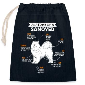 Anatomy Of A Samoyed Dog - Closable cotton gift bag (25x30cm) - navy - Front