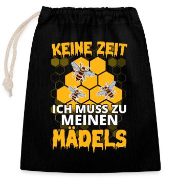 Imker Keine Zeit ich muss zu meinen Mädels - Verschließbarer Geschenkbeutel aus Baumwolle (25x30cm) - Schwarz - Vorne