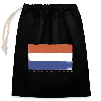 Netherlands Flag Pays-Bas Masque visage drapeau - Sac cadeau en coton avec cordon (25 x 30 cm) - noir - Devant