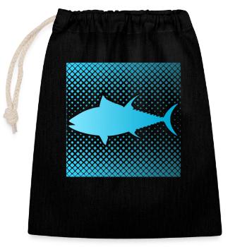Funny tuna fishing - Closable cotton gift bag (25x30cm) - black - Front