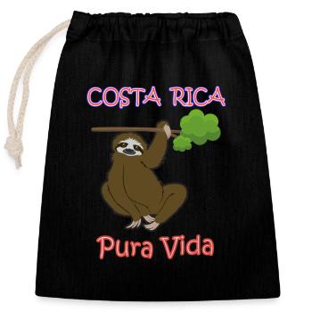 Costa Rica - Verschließbarer Geschenkbeutel aus Baumwolle (25x30cm) - Schwarz - Vorne