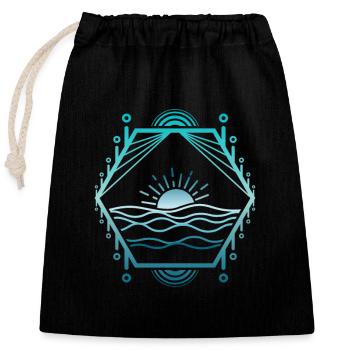 Sea lines - Closable cotton gift bag (25x30cm) - black - Front