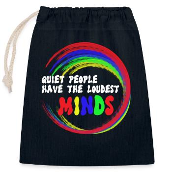 Autistic, autism - Closable cotton gift bag (25x30cm) - navy - Front