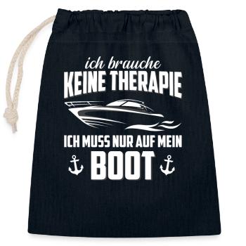 Boat captain boater no therapy gift - Closable cotton gift bag (25x30cm) - navy - Front