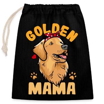 Golden Retriever - Closable cotton gift bag (25x30cm) - black - Front