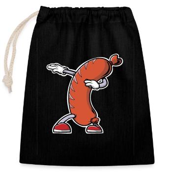 Saucisse saucisse saucisse Saucisses Hot Dog Rouge - Sac cadeau en coton avec cordon (25 x 30 cm) - noir - Devant