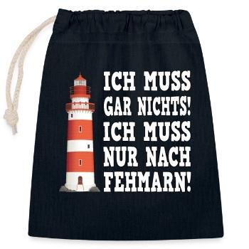 Fehmarn Ostsee Fehmarnsundbrücke - Verschließbarer Geschenkbeutel aus Baumwolle (25x30cm) - Navy - Vorne