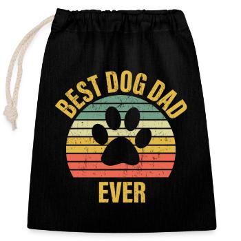 Best Dog Dad Ever - Closable cotton gift bag (25x30cm) - black - Front