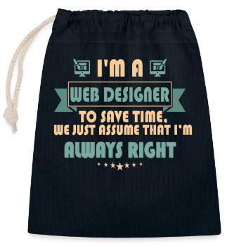 Web Designer gifts shirt - Closable cotton gift bag (25x30cm) - navy - Front