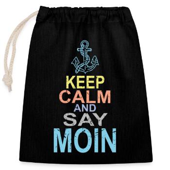 Gardez votre calme et dites Moin - Sac cadeau en coton avec cordon (25 x 30 cm) - noir - Devant
