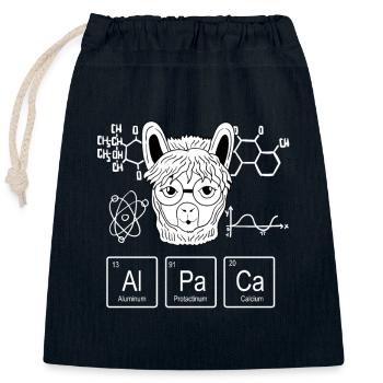 Alpaka Alpaca Chemie Physik Nerd - Verschließbarer Geschenkbeutel aus Baumwolle (25x30cm) - Navy - Vorne