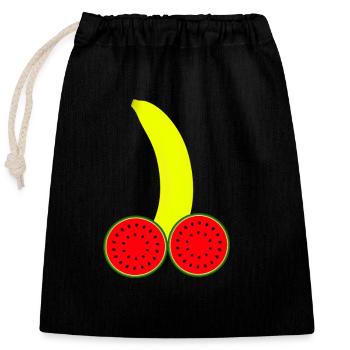 Banana Penis Dick - Verschließbarer Geschenkbeutel aus Baumwolle (25x30cm) - Schwarz - Vorne
