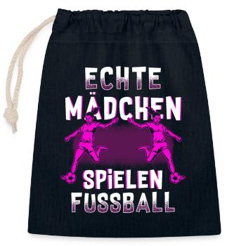 Echte Mädchen spielen Fußball - Verschließbarer Geschenkbeutel aus Baumwolle (25x30cm) - Navy - Vorne