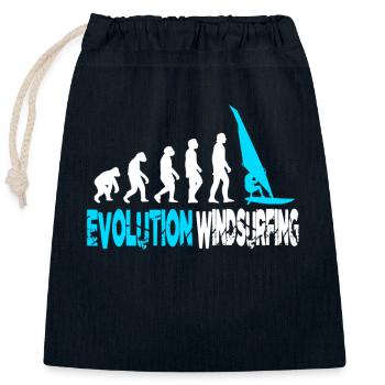 Evolution de la planche à voile - Sac cadeau en coton avec cordon (25 x 30 cm) - bleu marine - Devant
