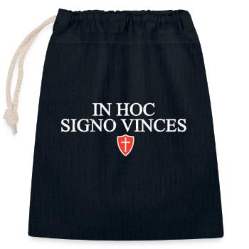 In hoc signo vinces Knights Templar Latin saying - Closable cotton gift bag (25x30cm) - navy - Front